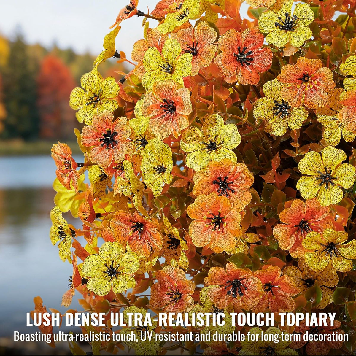 Alupssuc 4Pcs 20" UV Resistant Artificial Fall Ball Flowers for Outdoors