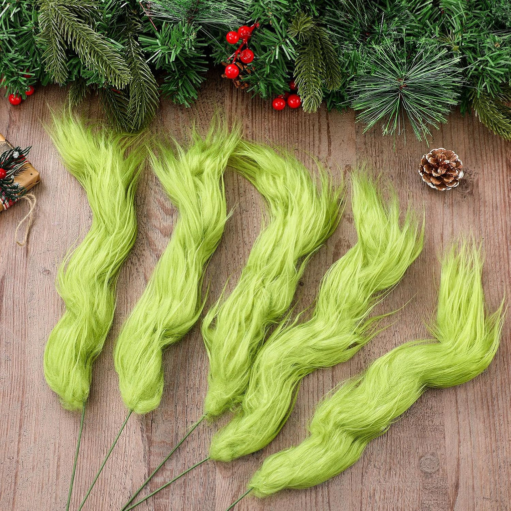 Thiccywoov 10 Pcs Lime Green Furry Christmas Tree Picks Topper Glitter Curly Berry Ornaments Lime Fake Christmas Decorations Candy Picks for Tree Wreath Crafts Vase Filler Home (Classic)