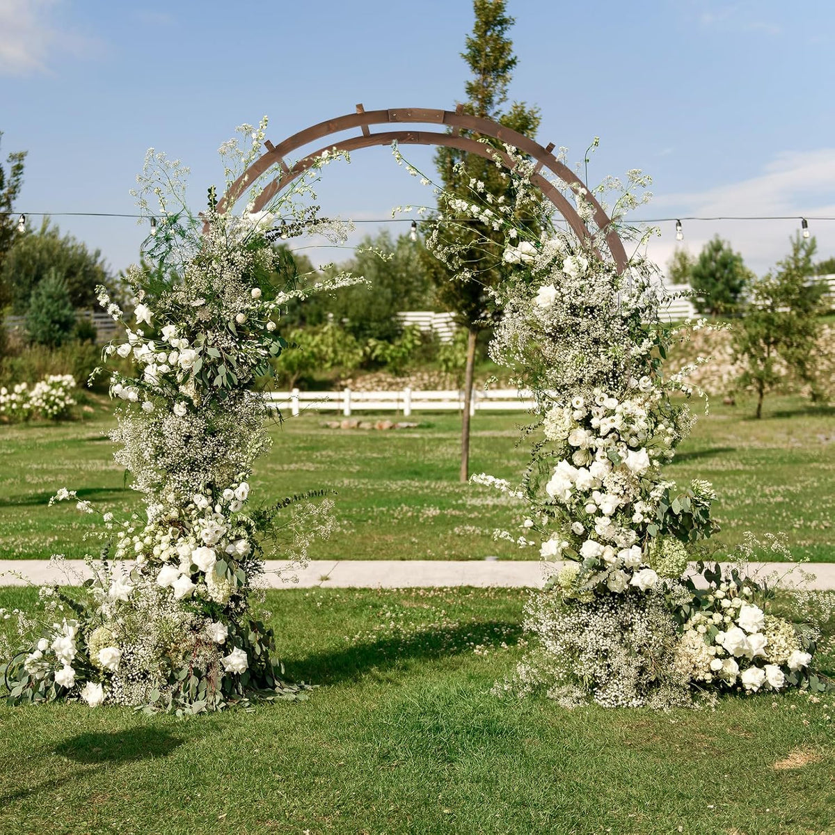 Outvita 7Ft Brown Wooden Arbor Arch, Garden Trellis for Climbing Rose Vines