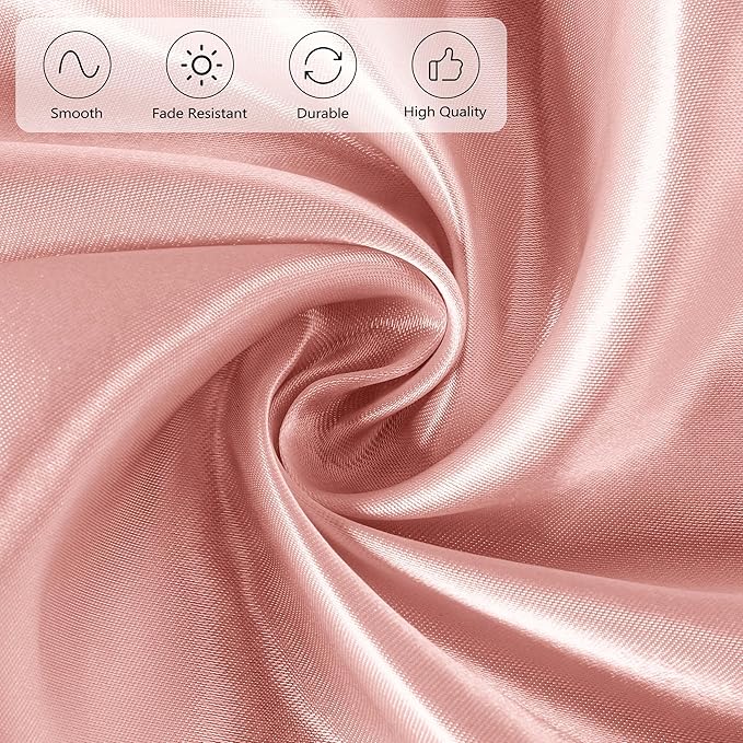 Ruisita 120 Inches Round Satin Tablecloths Rose Gold Overlay Round Satin Table Cover Bright Silk Tablecloth Smooth Fabric Tablecloth for Wedding Banquet Table Decoration
