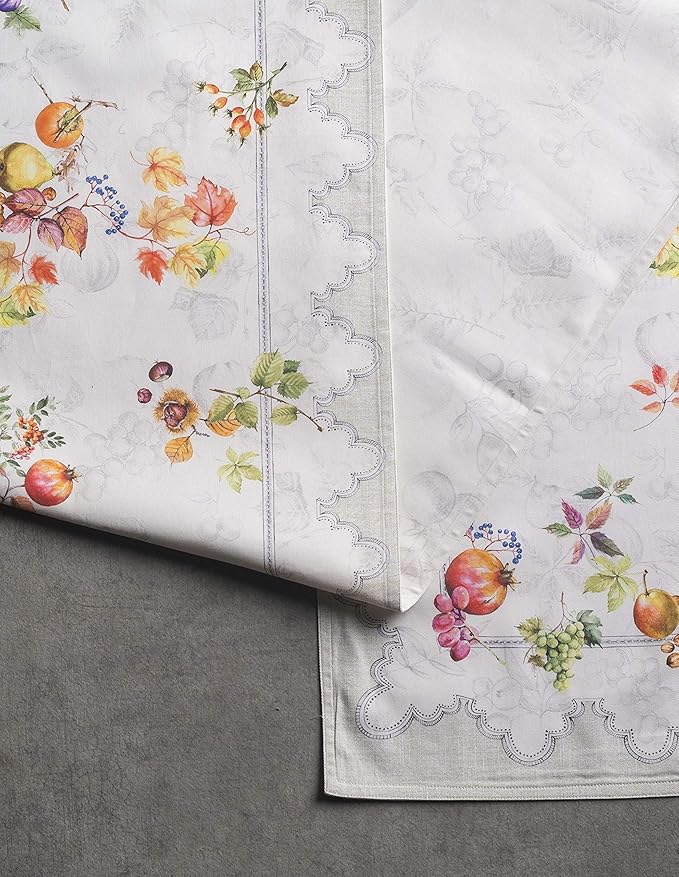 Maison d' Hermine Table Runner 100% Cotton Double Layer Table Runners 108 inches Long for Thanksgiving Christmas Decorations Home Kitchen Dining Party Wedding (Fruit D'Hiver, 14.5" x 108")