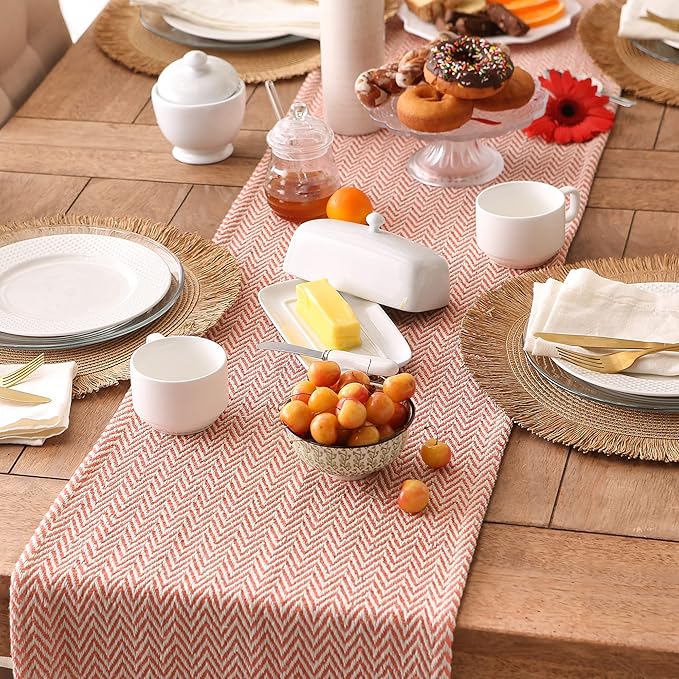 DII Woven Basic Tabletop Collection, Chevron Table Runner, 15x72, Spice