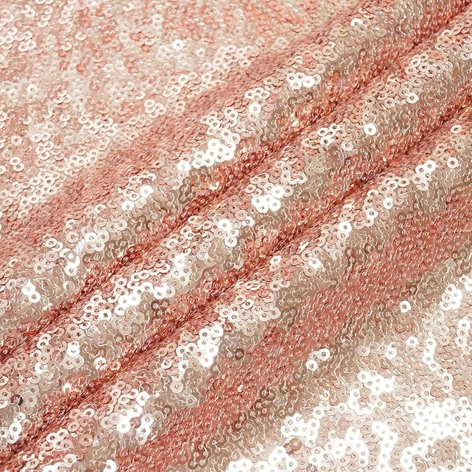 Eternal Beauty Rose Gold Sequin Backdrop, 5x7 Ft Glitter Background Curtains for Shimmer Photography Party Wedding Birthday Back Drop Decor