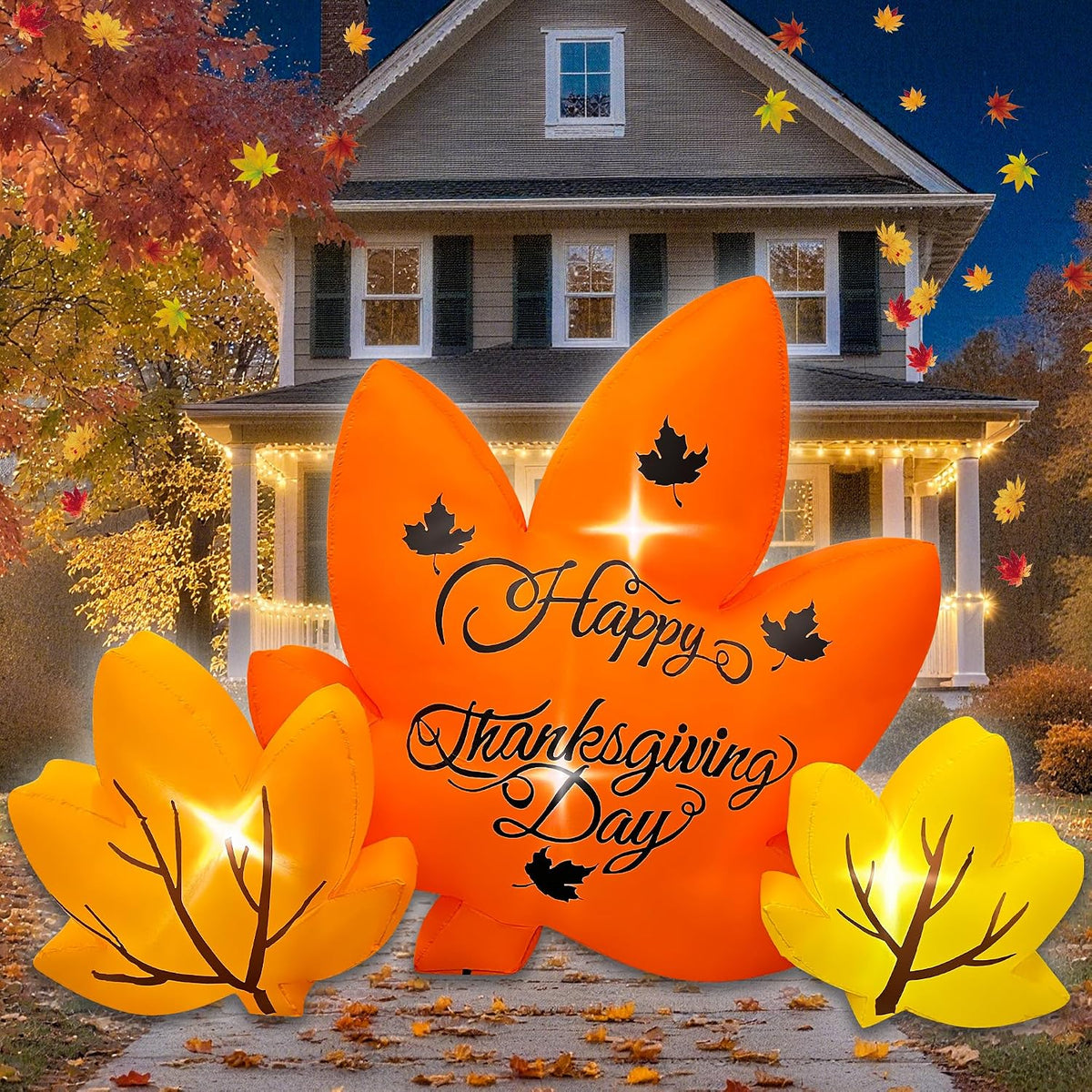 8ft thanksgiving inflatables maple leaves combo decoration, main product view