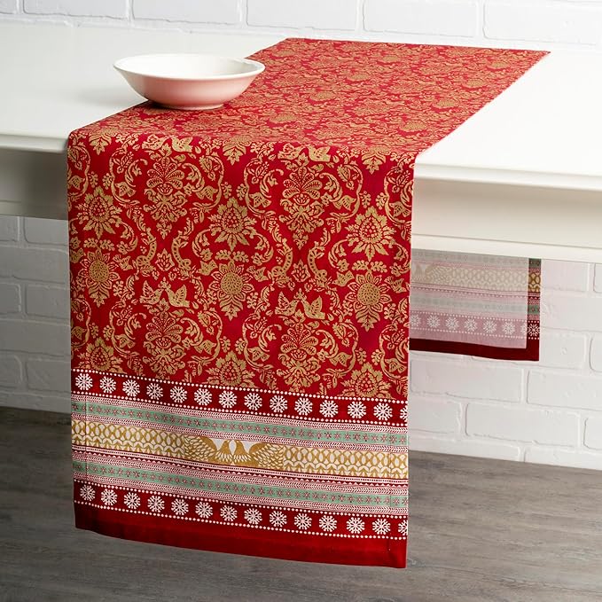 Maison d' Hermine Table Runner 100% Cotton Single Layer Table Runners 108 inches Long Decorative for Home Kitchen Dining Party Baby Shower Wedding Bridal Shower (Sofia, 14.50" x 108")