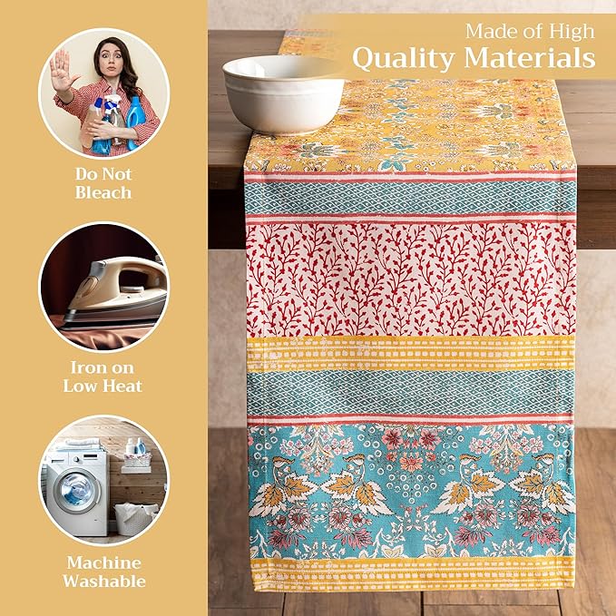 Maison d' Hermine Table runner 100% Cotton Single Layer Table Runners 108 inches long Decorative for Home Kitchen Dining Party Baby Shower Wedding Bridal Shower Spring Summer (Marquise, 14.50" x 108")