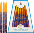 Hanukah Candle Dripless Chanukah Hanukkah Candles Decorative Purple, Blue, Orange Orange Frosted Stripes - 45 Candles 1-Hour Burn Time