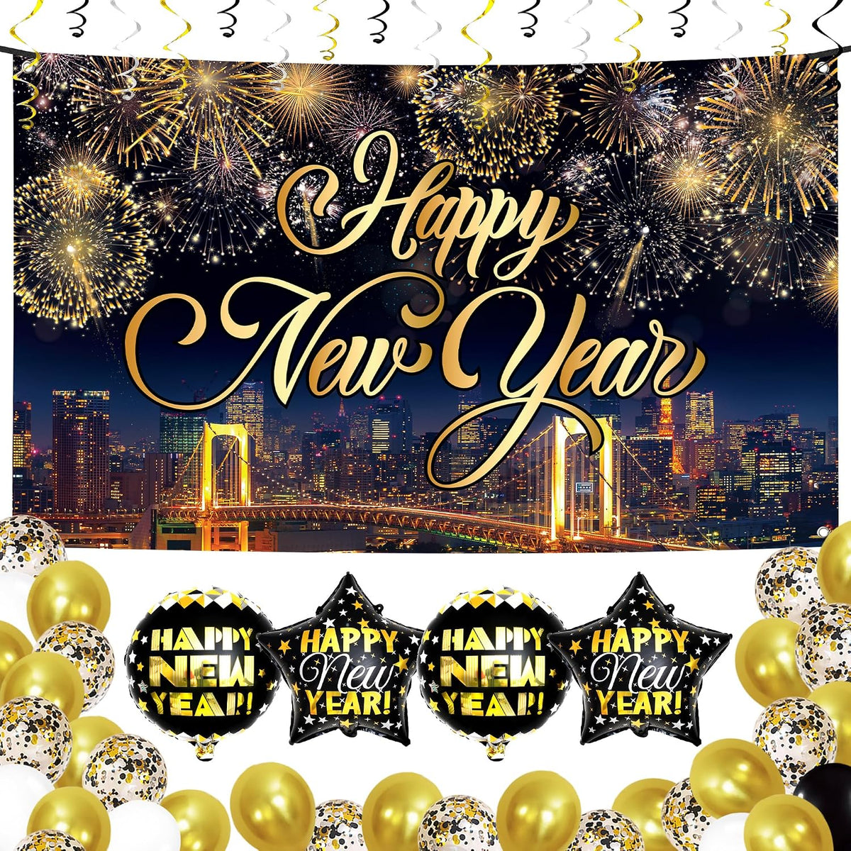 katchon new years eve party supplies set, pack, main product view