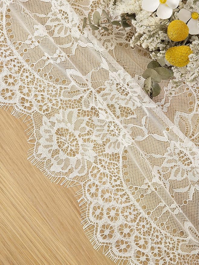 LuoluoHouse Rustic Ivory Wedding Tablecloths Lace Chic Rectangular Tablecloths for Wedding Reception Farmhouse Table Decorations 60x120 inch