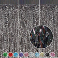 Black Foil Curtain Backdrop, CYLMFC 3 Pack 3.3 ft x 6.6 ft Sparkle Metallic Foil Curtains for Photo Booth Props Decoration,Graduation,Fiesta,Halloween Party Decor