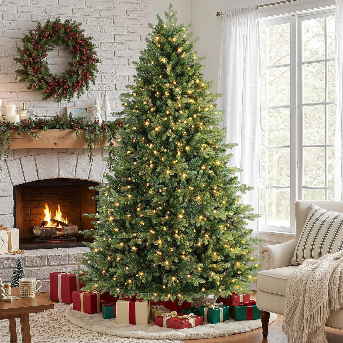 alupssuc 7ft prelit artificial full hinged christmas tree, view 9