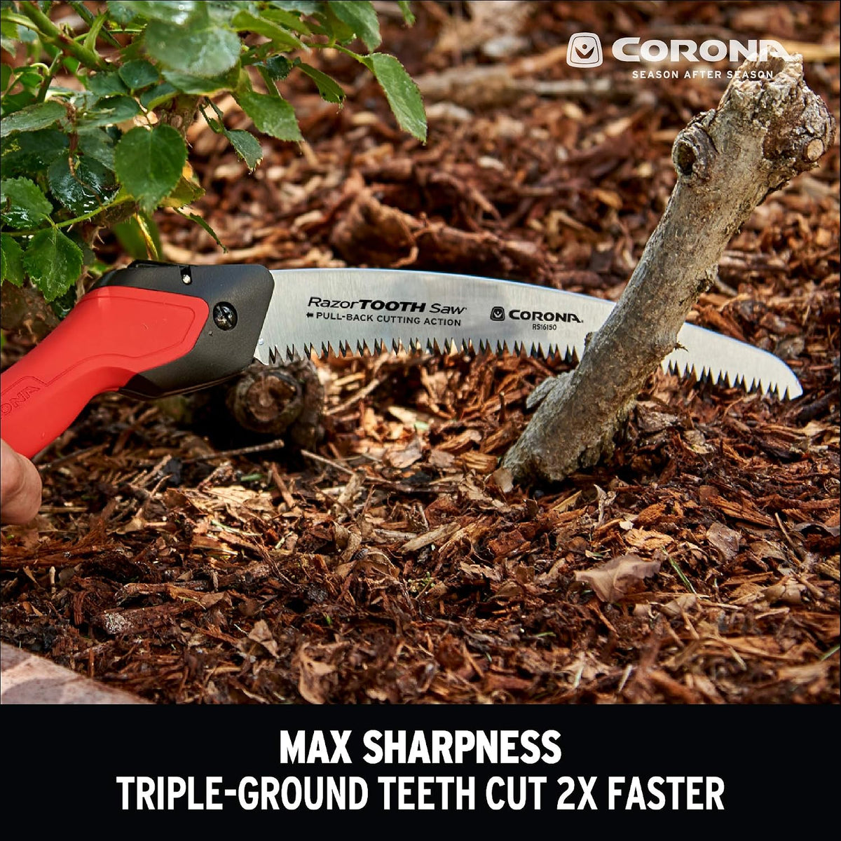 corona tools rs16150b razortooth 10" folding pruning saw, close-up detail