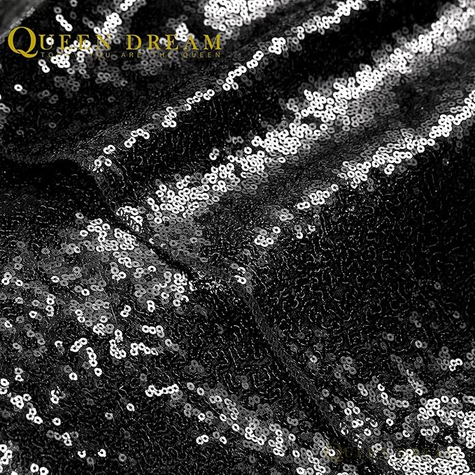 Black Sequin Backdrop 2 Panels 2FTx8FT Halloween Backdrop Curtains Party Decorations Birthday Wedding Photo Backdrop