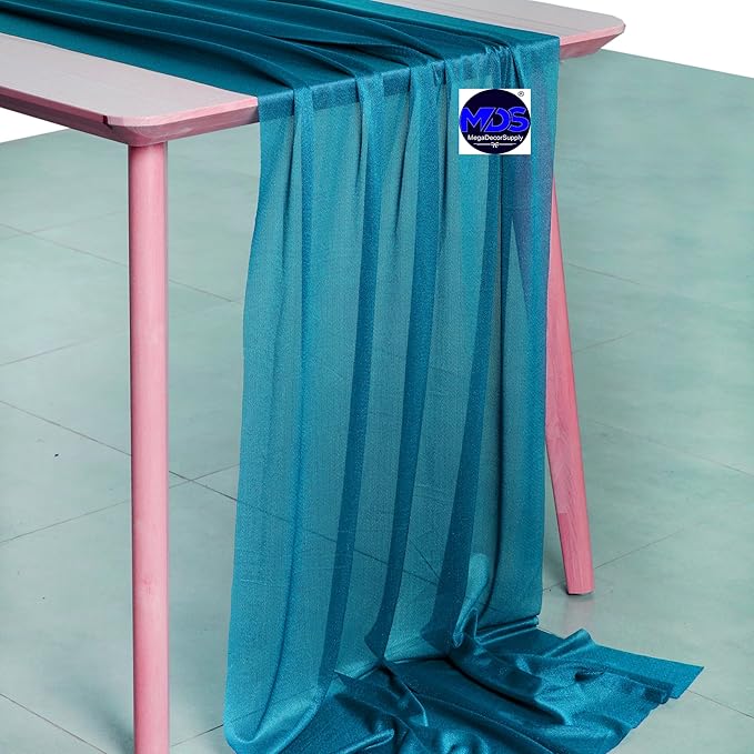 MDS 2 Pack 10ft Chiffon Table Runner 29 x 120 Inches Sheer Wedding Runner Romantic Rustic Table Runner for Wedding Decorations, Birthday Parties, Bridal Shower Party Arch Decor - Dark Teal