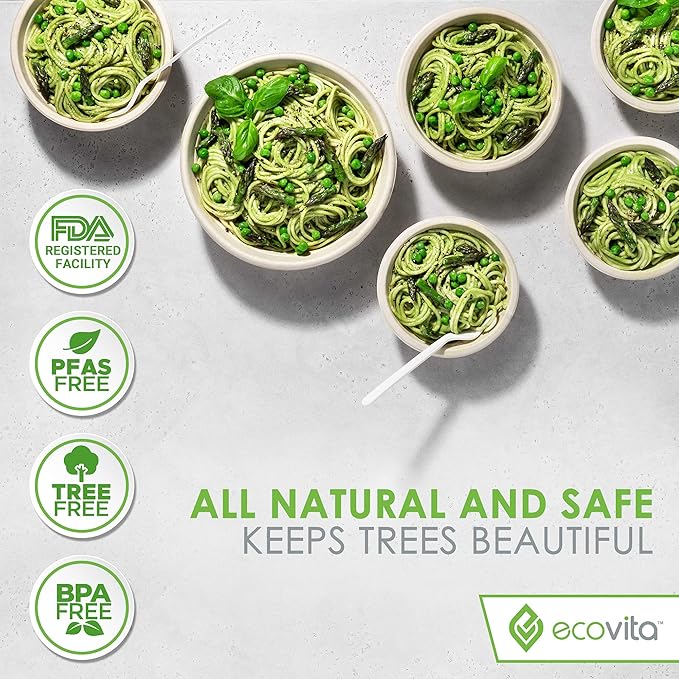 100% Compostable Paper Bowls [16 oz.] – 150 Disposable Bowls Eco Friendly Sturdy Tree Free Liquid and Heat Resistant Alternative to Plastic or Paper Bowls