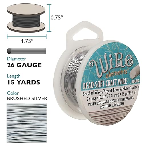 The Beadsmith Wire Elements Craft Wire – Tarnish Resistant, Soft Temper, Round, Brush Silver Color – 0.41mm, 26 Gauge, 15 Yard Spool – Jewelry Making, Wire Wrapping, Floral, & Other DIY Crafts