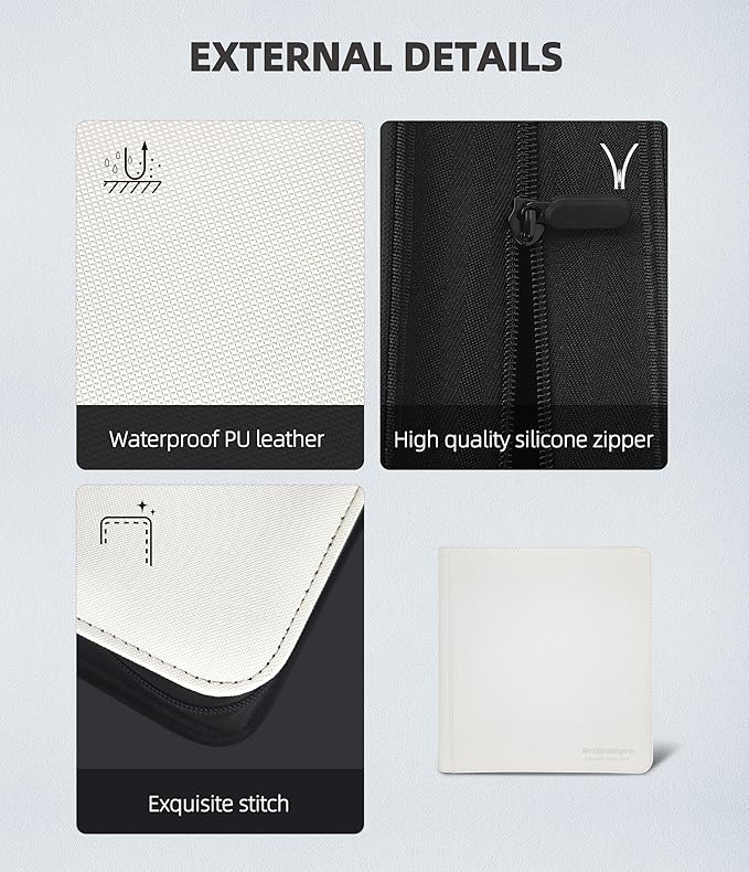 12 Pockets Premium Card Binder 480 Cards Trading Card Binders Side Load Card Storage Display Album(12 Pocket 480 Card Slot,White)