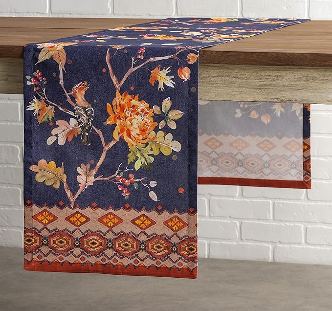 Maison d' Hermine Table Runner 100% Cotton Single Layer Table Runners 90 inches Long for Thanksgiving Christmas Decorations Home Kitchen Dining Party Wedding (Kelim - Infinity, 14.5" x 90")