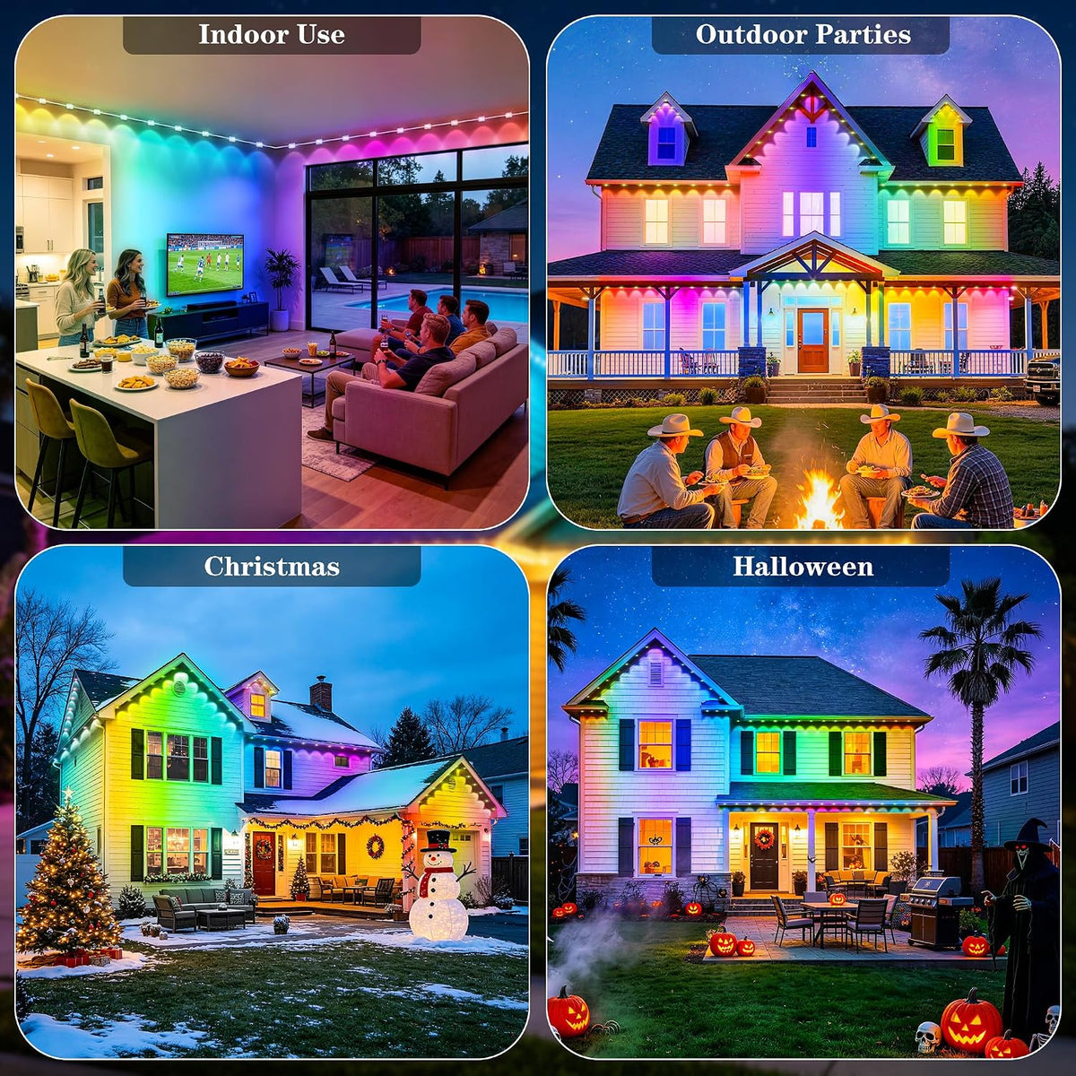 500FT Permanent Outdoor Lights RGB+IC, IP67 Waterproof Lighting, Outdoor Ligh...