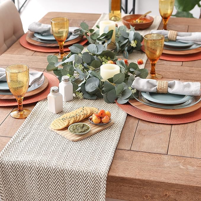 DII Woven Basic Tabletop Collection, Chevron Table Runner, 15x108, Dark Brown