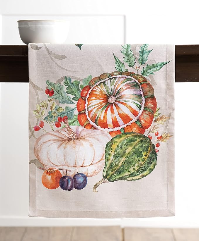 Maison d' Hermine Table Runner 100% Cotton Single Layer Table Runners 108 inches Long for Thanksgiving Christmas Decorations Home Kitchen Dining Party Wedding (Lumina, 14.5" x 108")