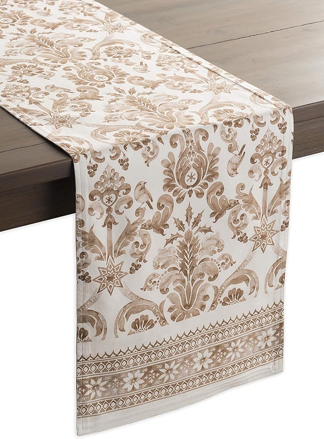 Maison d' Hermine Table Runner 100% Cotton Single Layer Table Runners 48 inches Long for Thanksgiving Christmas Decorations Home Kitchen Dining Party Wedding (Allure, 14.5" x 48")