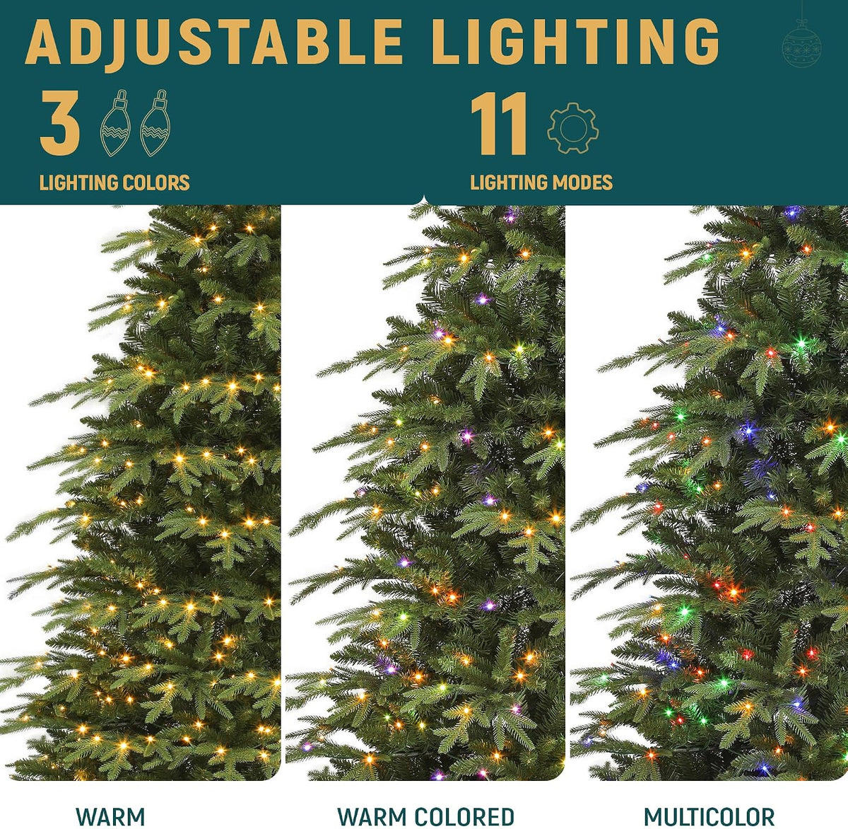 yitahome 7.5ft prelit green aspen fir christmas tree, side view