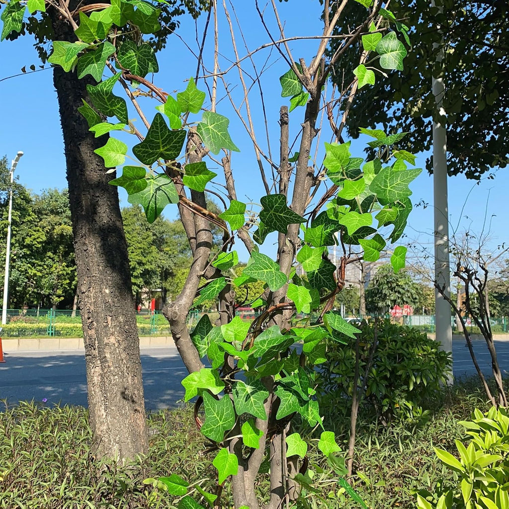 artificial rattan tree vines with creeper leaves climbing, side view