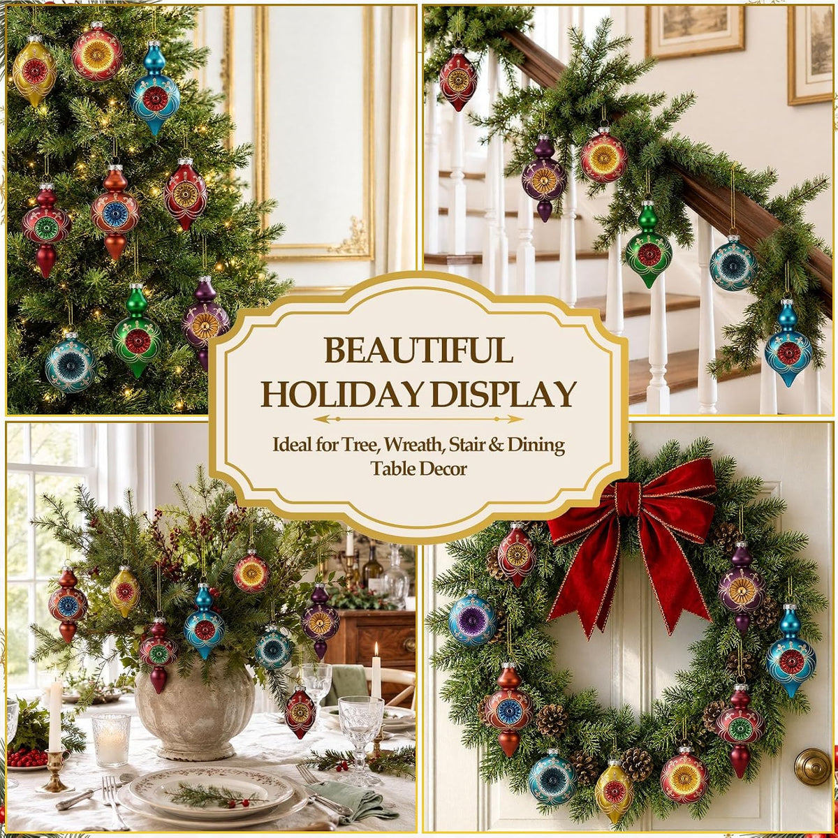 soulchen 10 pcs vintage glass christmas ornaments, glitter, package contents