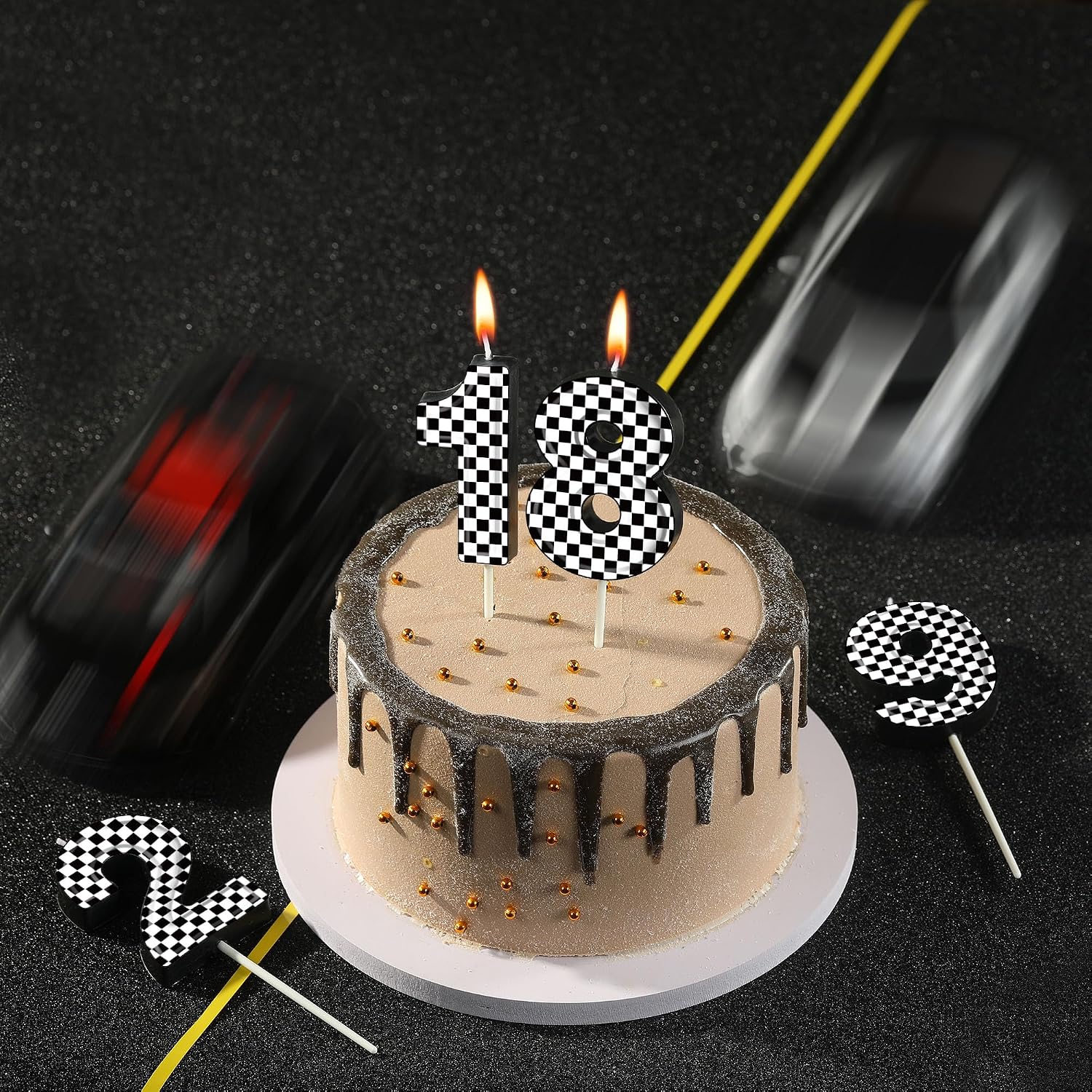PHD CAKE 2.76 Inch Number 1 Racing Birthday Candles, Cool Racing Themed Number Candles, Cake Number Candles, Party Celebration, Style Candle
