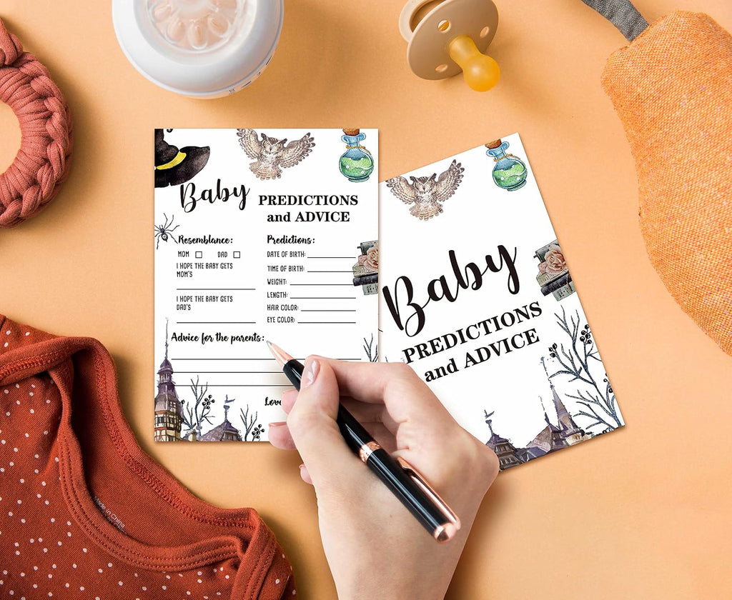 Magic School Baby Shower Party Game Baby Predictions and Advice Cards(30-Pack), Baby Gender Reveal Party Game Decoration Supplies(5"x7") - game-E01