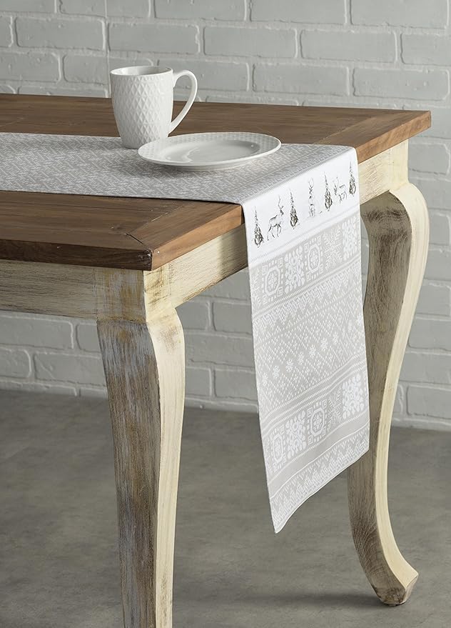 Maison d' Hermine Table Runner 100% Cotton Double Layer Table Runners 72 inches Long for Thanksgiving Christmas Decorations Home Kitchen Dining Party Wedding (Cozy Christmas, 14.5" x 72")