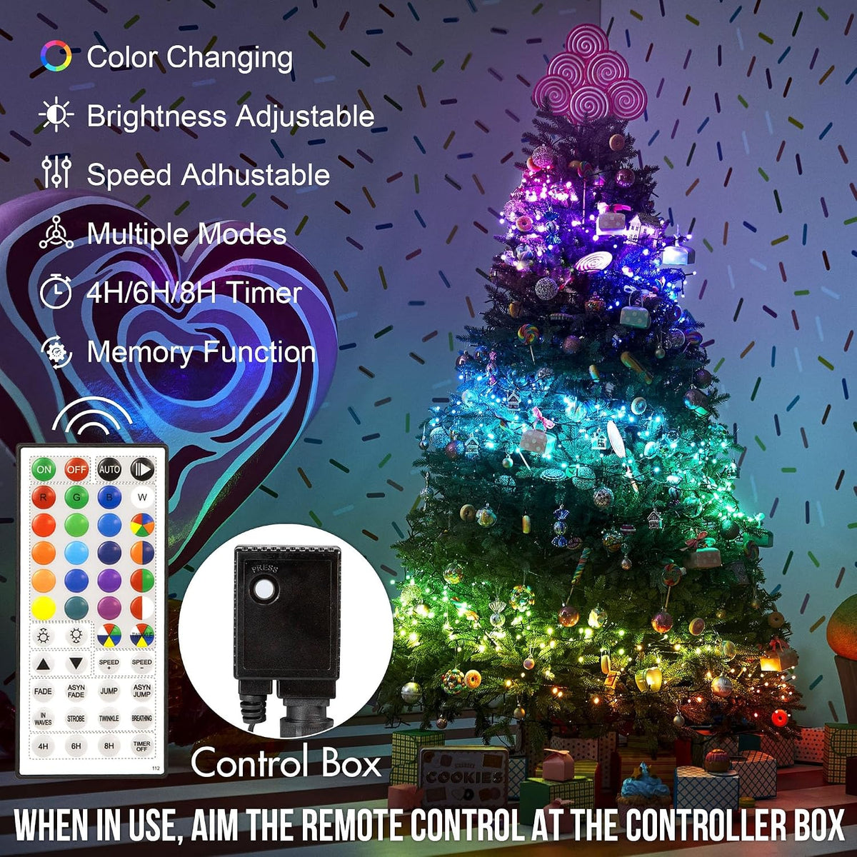 164 FT 500 LED Halloween Lights Outdoor , Waterproof RGB String Lights with R...