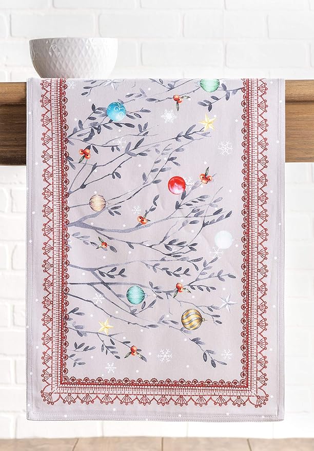 Maison d' Hermine Table Runner 100% Cotton Double Layer Table Runners 72 inches Long for Thanksgiving Christmas Decorations Home Kitchen Dining Party Wedding (Fairy Christmas, 14.5" x 72")