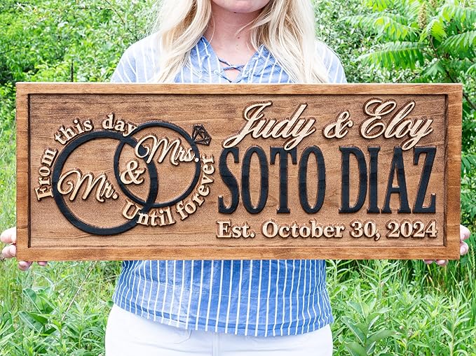 Mr and Mrs Sign | Wood Wedding Gift | Wooden Bridal Shower Gift | Custom Engagement Sign | Established Marriage Decor | Personalized Couple Gift | Last Name Established Sign | Anniversary