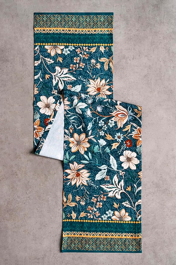 Maison d' Hermine Table Runner 100% Cotton Single Layer Table Runners 108 inches Long for Thanksgiving Christmas Decorations Home Kitchen Dining Party Wedding (Luxury Loft - Dark Teal, 14.5" x 108")