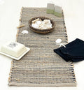 Chardin home Natural Jute Table Runner 13x36 Inch – Vintage Boho Rustic Table Decor – Handwoven Table Runner in Natural Jute and Black – Farmhouse Dining or Console Table Accent