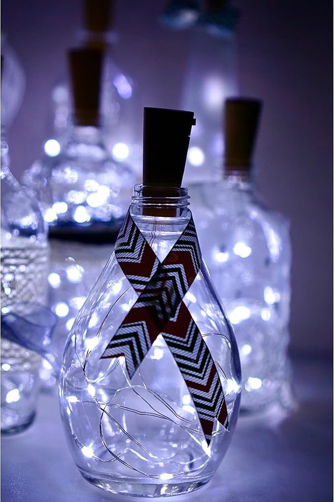 8 Pack 20 LED Wine Bottle Cork Lights, Fairy Mini String Lights Copper Wire, Battery Operated Starry Lights for DIY, Christmas, Halloween, Wedding, Party, Indoor&Outdoor (8 Pack, Cool White)