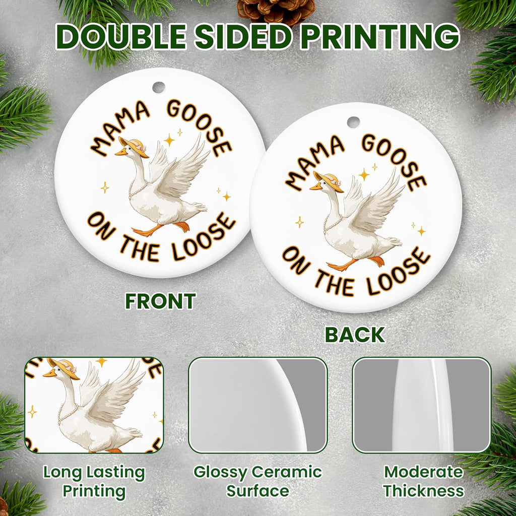 TEEZWONDER Christmas Funny Goose Gifts for Mom from Daughter Son - Ceramic Christmas Ornaments 2025 for Tree Decorations - Mother in Law New Mom Gifts for Xmas Decorations, Stocking Stuffers for Women