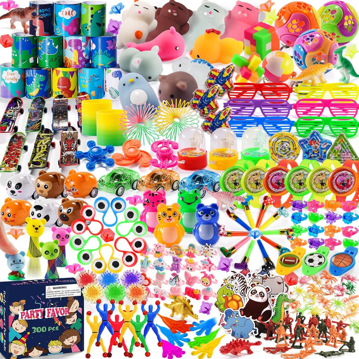 300 PCS Party Favor for Kids Goodie Bags Stuffers, Prize Box Toys for Kids Classroom Bulk, Small Fidget Toys Pinata Egg Fillers, Treasure Chest for Students Rewards, Carnival Prizes, Birthday Gifts