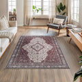 Bloom Rugs Washable Non-Slip 4' x 6' Rug - Red/Green/Cream Traditional Medallion Area Rug for Living Room, Bedroom, Dining Room, and Kitchen - Exact Size: 4' x 6'