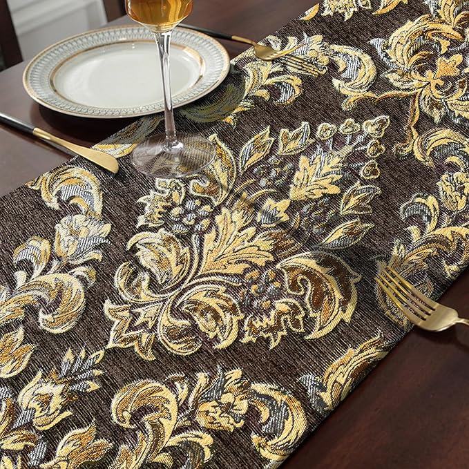 108" Table Runners Centerpiece for Dining Room Dresser Party Banquet Holiday Decorations -Dark Brown
