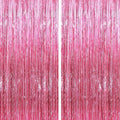 GCB 2 Pack Glitter Foil Curtain Pink Backdrop Streamers Metallic Tinsel Fringe Curtains Photo Booth Props for Birthday Wedding Engagement Bachelorette Christmas Holiday Celebration Party Decorations