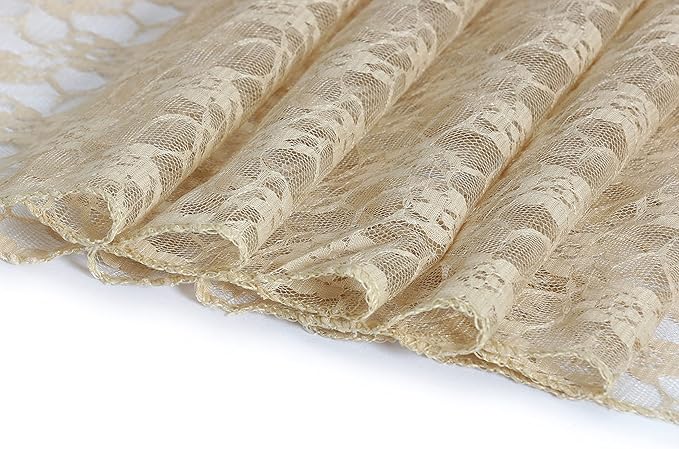 MDS Pack of 20 Wedding 12 x 108 inches Lace Table Runner for Wedding, Decorations for Birthday Parties, Banquets, Graduations, Engagements, and Runners fit Rectangle, Round Table- Champagne Gold