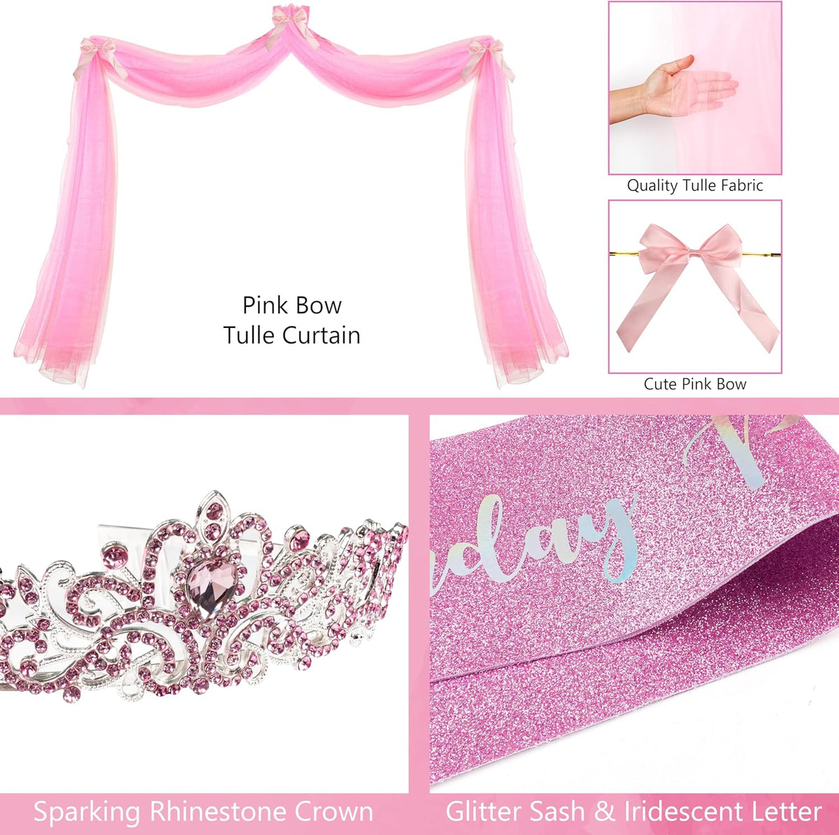 thaway princess birthday decorations pink gold balloon arch showing dimensions