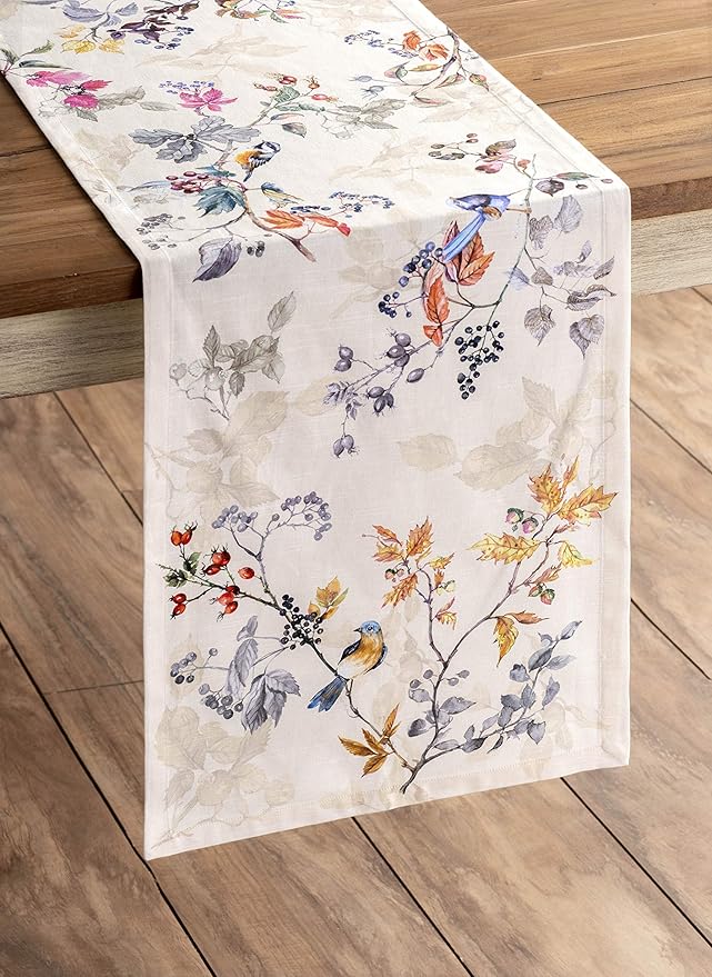 Maison d' Hermine Table Runner 100% Cotton Single Layer Table Runners 60 inches Long for Thanksgiving Christmas Decorations Home Kitchen Dining Party Wedding (Equinoxe - Beige, 14.5" x 60")