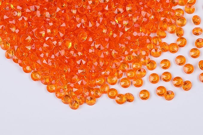 1000pcs/ Pack Wedding Table Acrylic Diamond Scatter Crystals Confetti Acrylic Gems Vase Fillers Rhinestones for Wedding, Bridal Shower, Vase Beads Decorations (10mm, Orange)
