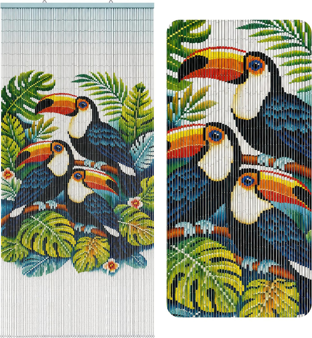 rainforest beaded bamboo curtain for doorway 35.4" x, main product view