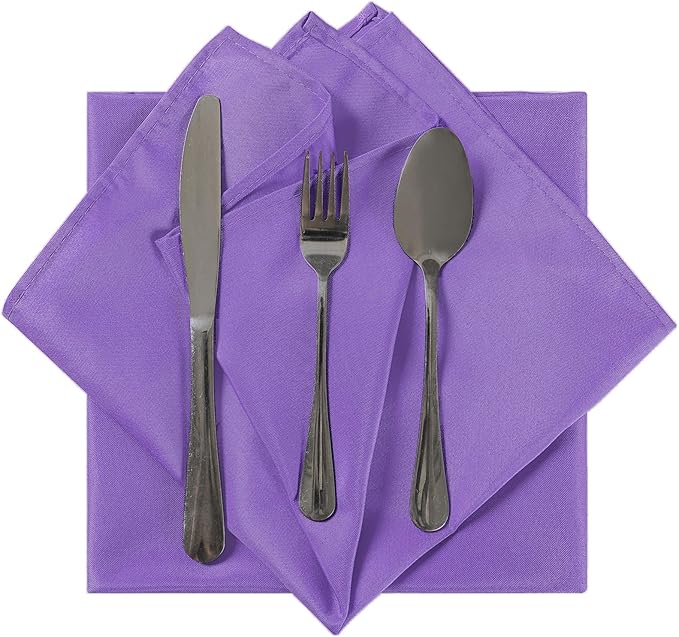 Cloth Napkins 20x20 inch Washable Polyester Dinner Napkins Soft Table Napkins for Wedding Party Dining Banquet(Purple,100PCS)