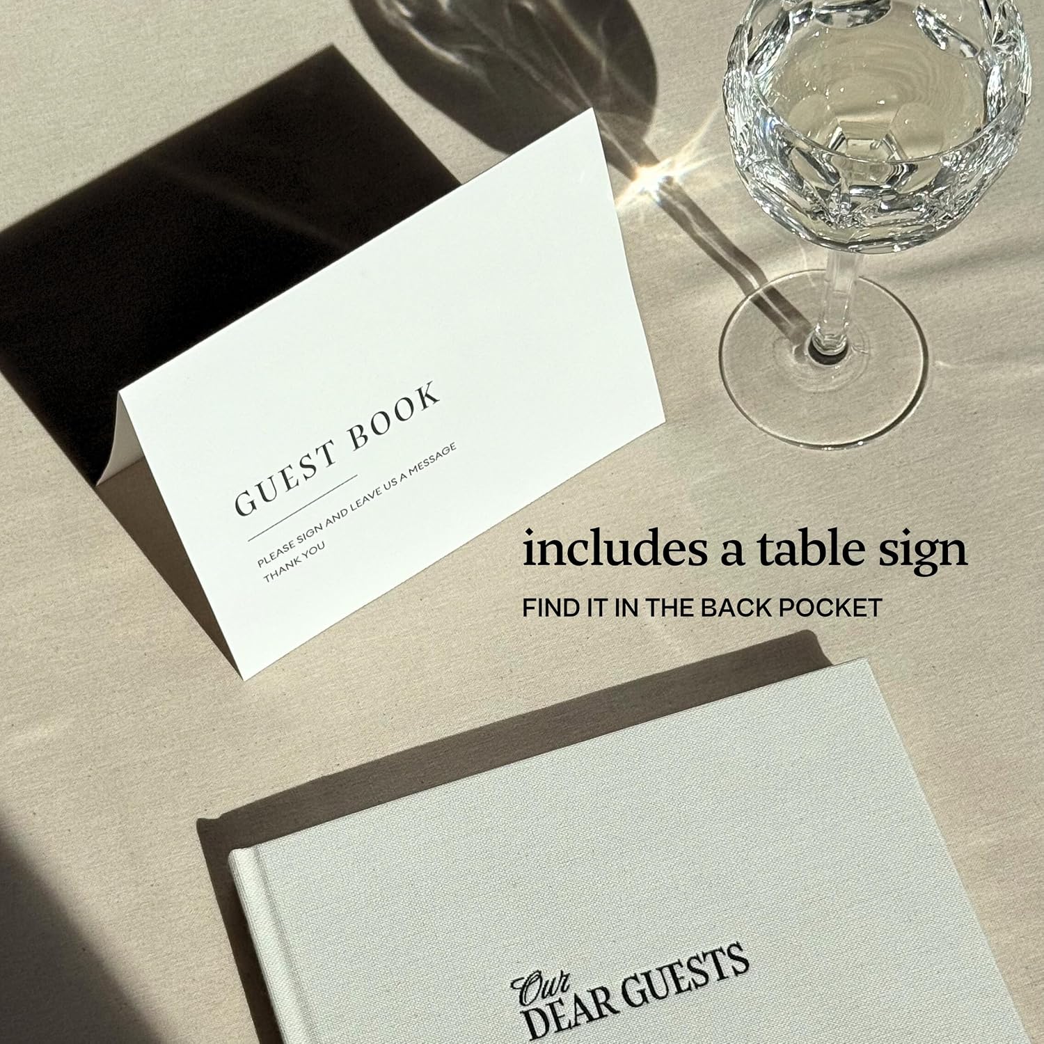 Kunitsa Co. Wedding Guest Book - Blank Sign in Book for Special Occasions, Oat Linen Cover